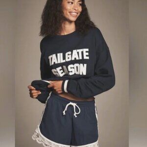 NWT Beach Riot x Anthropologie Cotton Pullover Sweatshirt TAILGATE SEASON SIZE M